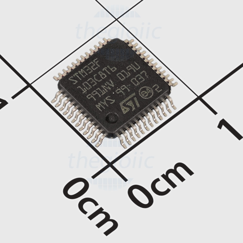STM32F103C8T6, 32-Bit ARM Cortex M3 Microcontroller, 72MHz, 64KB FLASH, 48-LQFP